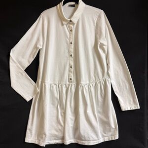 White Button-Down Tunic Dress